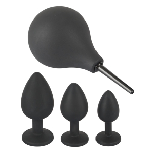 Kit 3 Plugs bijou en silicone VELVET JEWEL + Poire anale