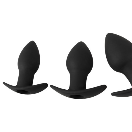 Lot de 3 Plugs vibrants SILIBUTT Noirs en Silicone