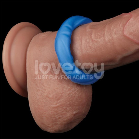 Cockring Silicone RIDGE BUMP STRETCHER Bleu 25 mm