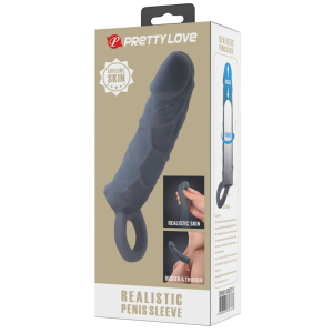 Gaine de pénis REALTICK Grise Pretty Love + 6 cm