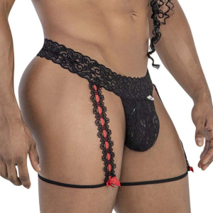 Porte-jarretelles OSHIZA Noir-Rouge en dentelle de Candyman