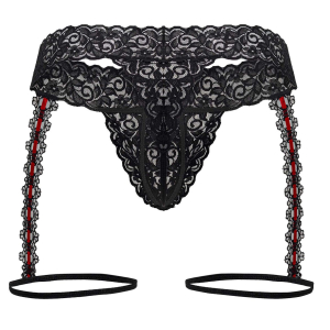 Porte-jarretelles OSHIZA Noir-Rouge en dentelle de Candyman