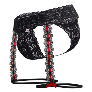 Porte-jarretelles OSHIZA Noir-Rouge en dentelle de Candyman