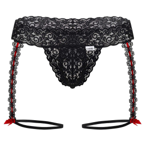 Porte-jarretelles OSHIZA Noir-Rouge en dentelle de Candyman