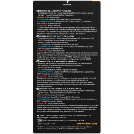 Pack Préservatifs Sans latex SELECTION+ 53mm de SKYN | Boîte de 10
