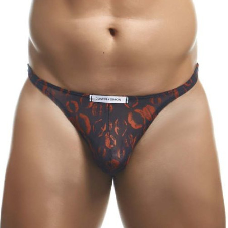 String Motif Lèvres CLASSIC THONG Noir-Rouge