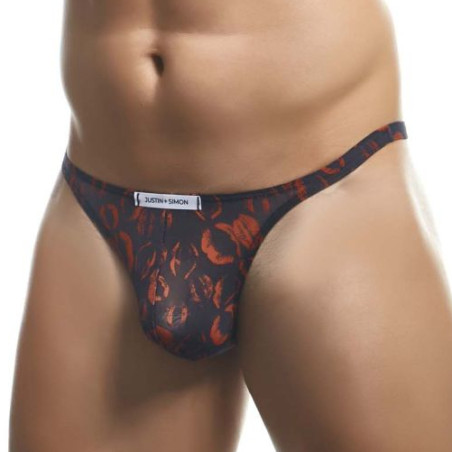 String Motif Lèvres CLASSIC THONG Noir-Rouge