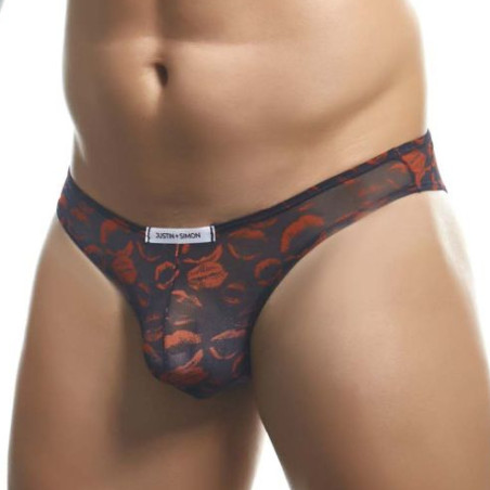Slip mesh LIPS BIKINI Noir-Rouge