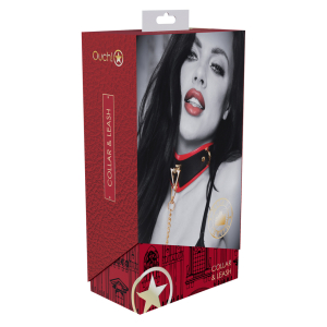 Collier-Laisse MILAN Noir et Rouge