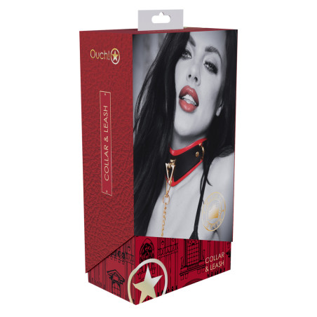 Collier-Laisse MILAN Noir et Rouge