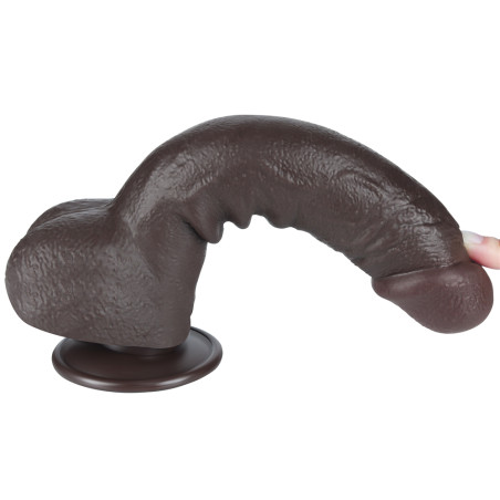 Gode Réaliste avec Bourses SLIDING SKIN 18 x 4.7cm Noir Marron