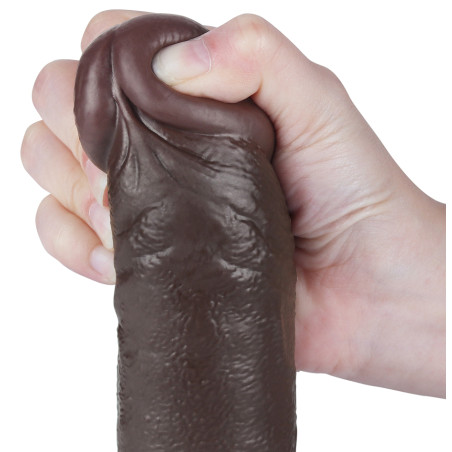 Gode Réaliste avec Bourses SLIDING SKIN 18 x 4.7cm Noir Marron