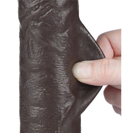 Gode Réaliste avec Bourses SLIDING SKIN 18 x 4.7cm Noir Marron