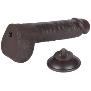 Gode Réaliste avec Bourses SLIDING SKIN 18 x 4.7cm Noir Marron