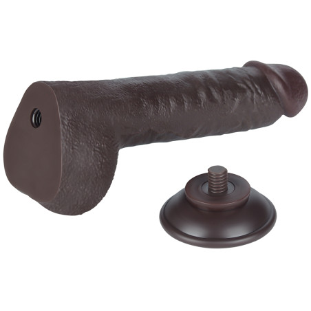 Gode Réaliste avec Bourses SLIDING SKIN 18 x 4.7cm Noir Marron