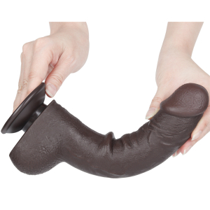 Gode Réaliste avec Bourses SLIDING SKIN 18 x 4.7cm Noir Marron
