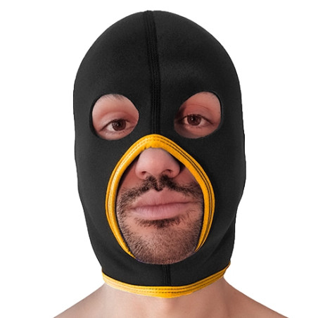 Cagoule en néoprène EYES FACE Noire et Jaune par Brutus