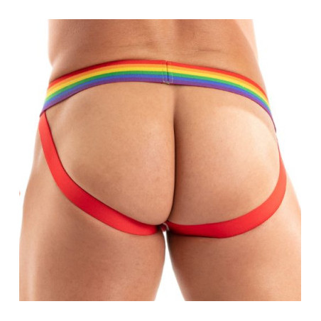 Jockstrap rouge et rainbow PRIDE JOCK de TOF Paris