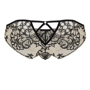 Slip sexy en dentelle FARELLIA Noir et Chair de Candyman