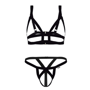 Ensemble String et Bra ANDEROS Noir de Candyman