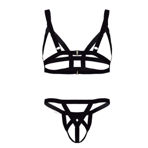 Ensemble String et Bra ANDEROS Noir de Candyman