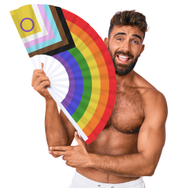 Éventail géant ARC EN CIEL LGBTQIA+ de 64 cm