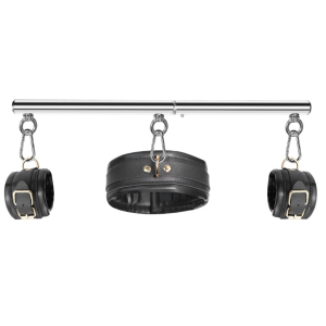 Kit Barre de maintien Collier et Menottes SIMPLY DOM Noir