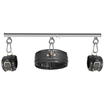 Kit Barre de maintien Collier et Menottes SIMPLY DOM Noir