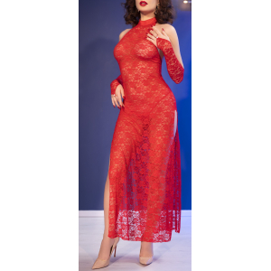 Robe Longue PAOLINA Rouge Transparent