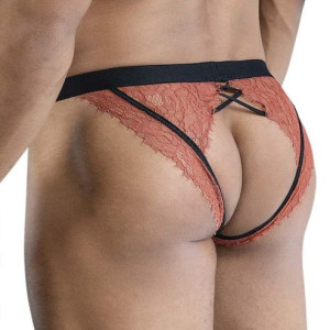 Slip ouvert Dentelle DINTIO Terracotta