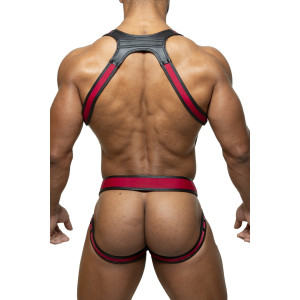 Ensemble Harnais + Jockstrap TITANO Noir-Bordeaux