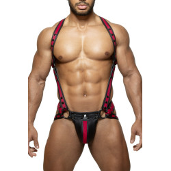 Ensemble Harnais + Jockstrap TITANO Noir-Bordeaux