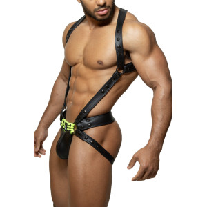 Ensemble Harnais + Jockstrap TITANO Noir-Jaune