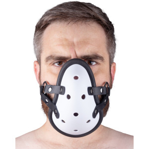 Masque avec Lanières en Cuir « SNIFF MY …. » Blanc