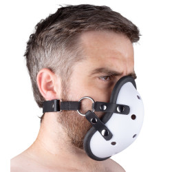 Masque avec Lanières en Cuir « SNIFF MY …. » Blanc
