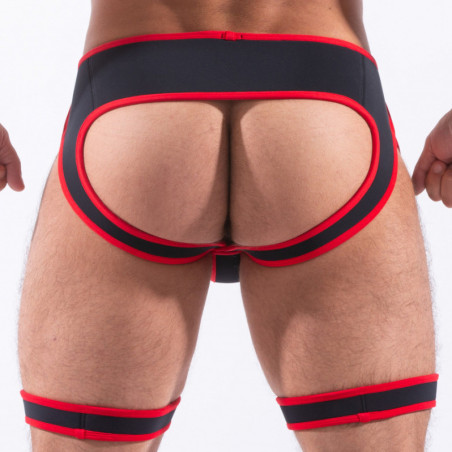 Backless SNAX Sparta's Harness Noir-Rouge