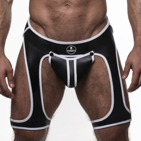 Backless SNAX Sparta's Harness Noir-Blanc