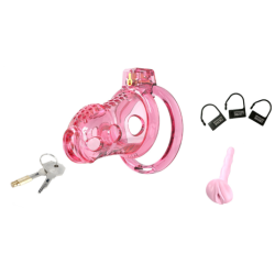 Cage de Chasteté Silicone LOCK HOLE L 8.5 x 4cm Rose 2