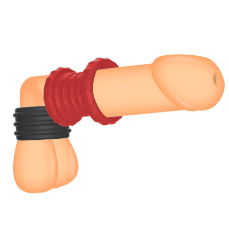 Ballstretcher en silicone SOQLO Noir-Rouge | Hauteur 5 cm
