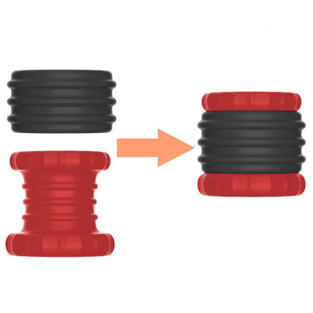 Ballstretcher en silicone SOQLO Noir-Rouge | Hauteur 5 cm