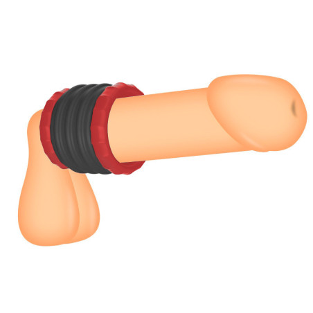 Ballstretcher en silicone SOQLO Noir-Rouge | Hauteur 5 cm