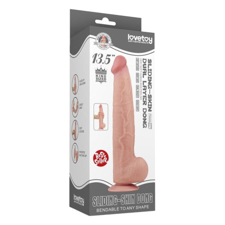 Gode réaliste avec bourses SLIDING SKIN 16 cm