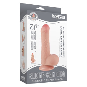 Gode réaliste avec Bourses SLIDING SKIN de lovetoy 12 cm