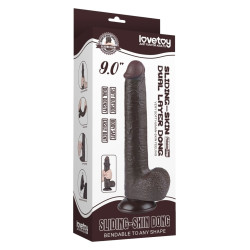Gode Réaliste avec Bourses SLIDING SKIN 17 x 3.5cm Noir Lovetoy 2