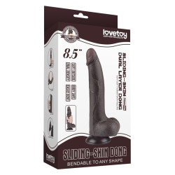 Gode Réaliste avec Bourses SLIDING SKIN 17 x 4cm Noir Lovetoy 2
