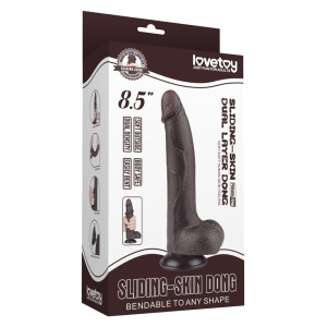 Gode Réaliste avec Bourses SLIDING SKIN 17 x 4cm Noir Lovetoy