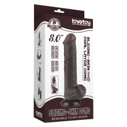 Gode Réaliste avec Bourses SLIDING SKIN 15 x 4.5cm Noir Lovetoy 2
