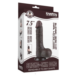 Gode réaliste noir avec bourses SLIDING SKIN de Lovetoy 2