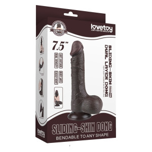 Gode réaliste noir avec bourses SLIDING SKIN de Lovetoy