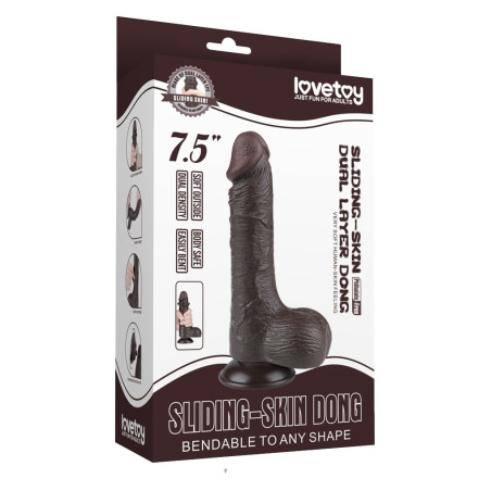 Gode réaliste noir avec bourses SLIDING SKIN de Lovetoy